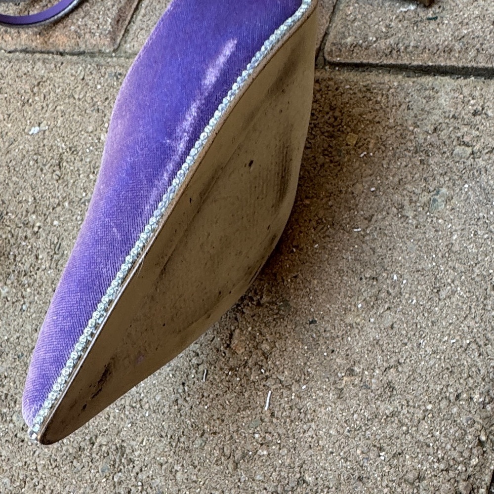 Steve Madden Emerson-V Velvet Rhinestone Ankle Wrap Dress Pumps purple 7.5M - Picture 7 of 9